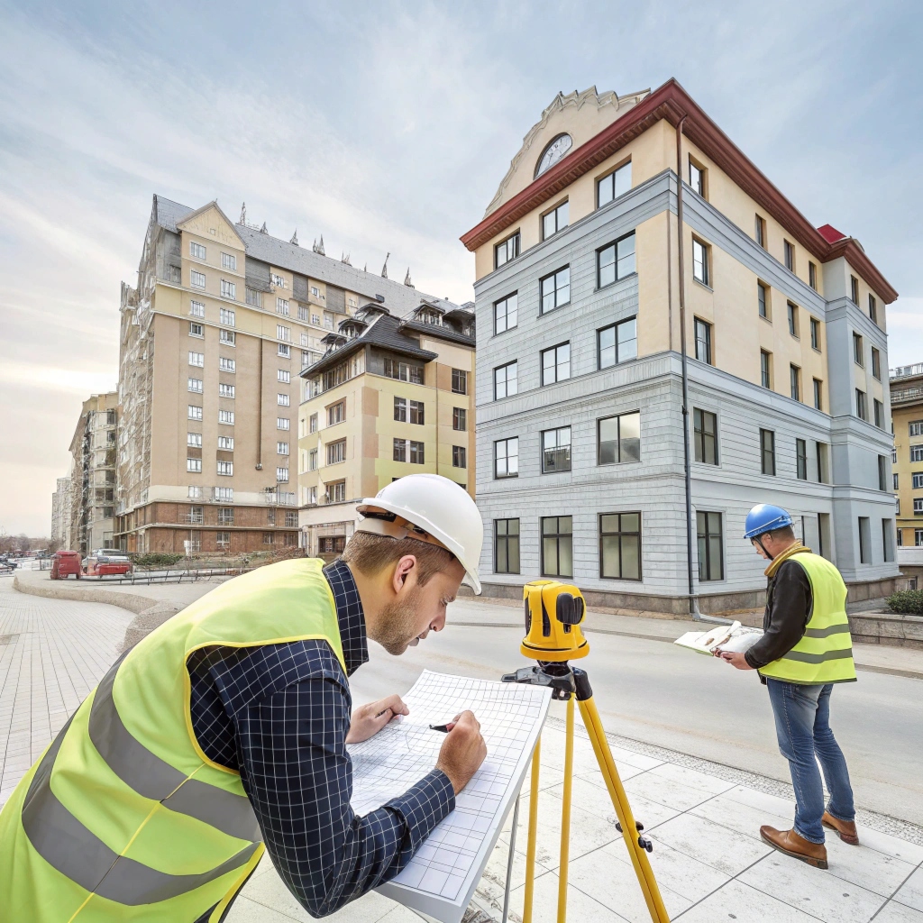 Геодезические работы у жилого дома — вынос в натуру и исполнительная съёмка фасада и прилегающей территории в Эстонии