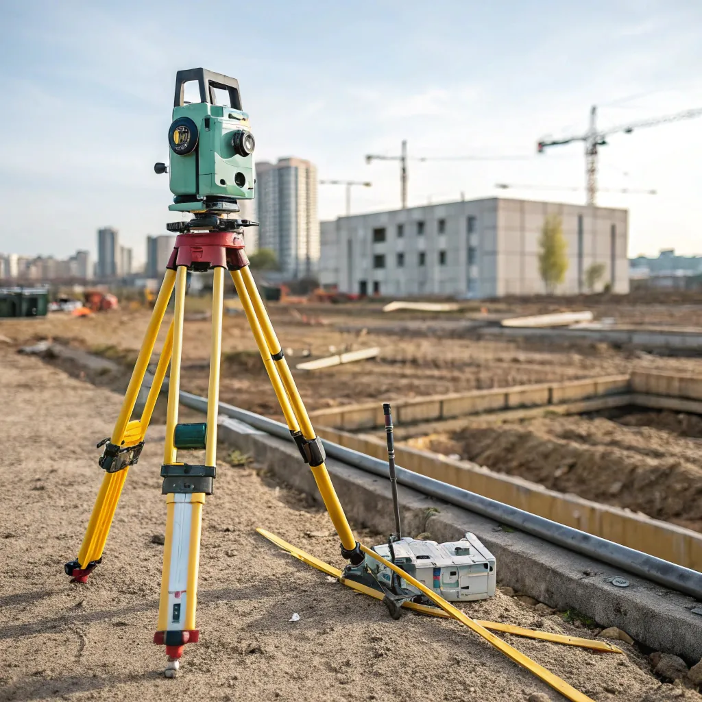 ehitusgeodeesia – tahhümeeter ja nivelliir geodeetiliseks kontrolliks hoone vundamendil