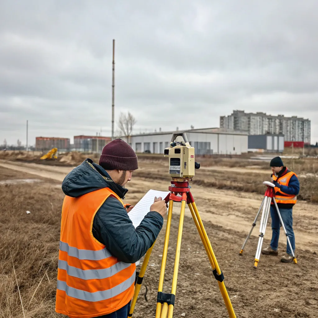 ehitusgeodeesia – geodeedid teevad telgede märkimist ja geodeetilist kontrolli ehitusplatsil